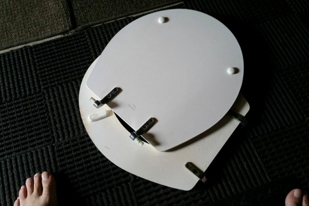 toilet seat and lid removed