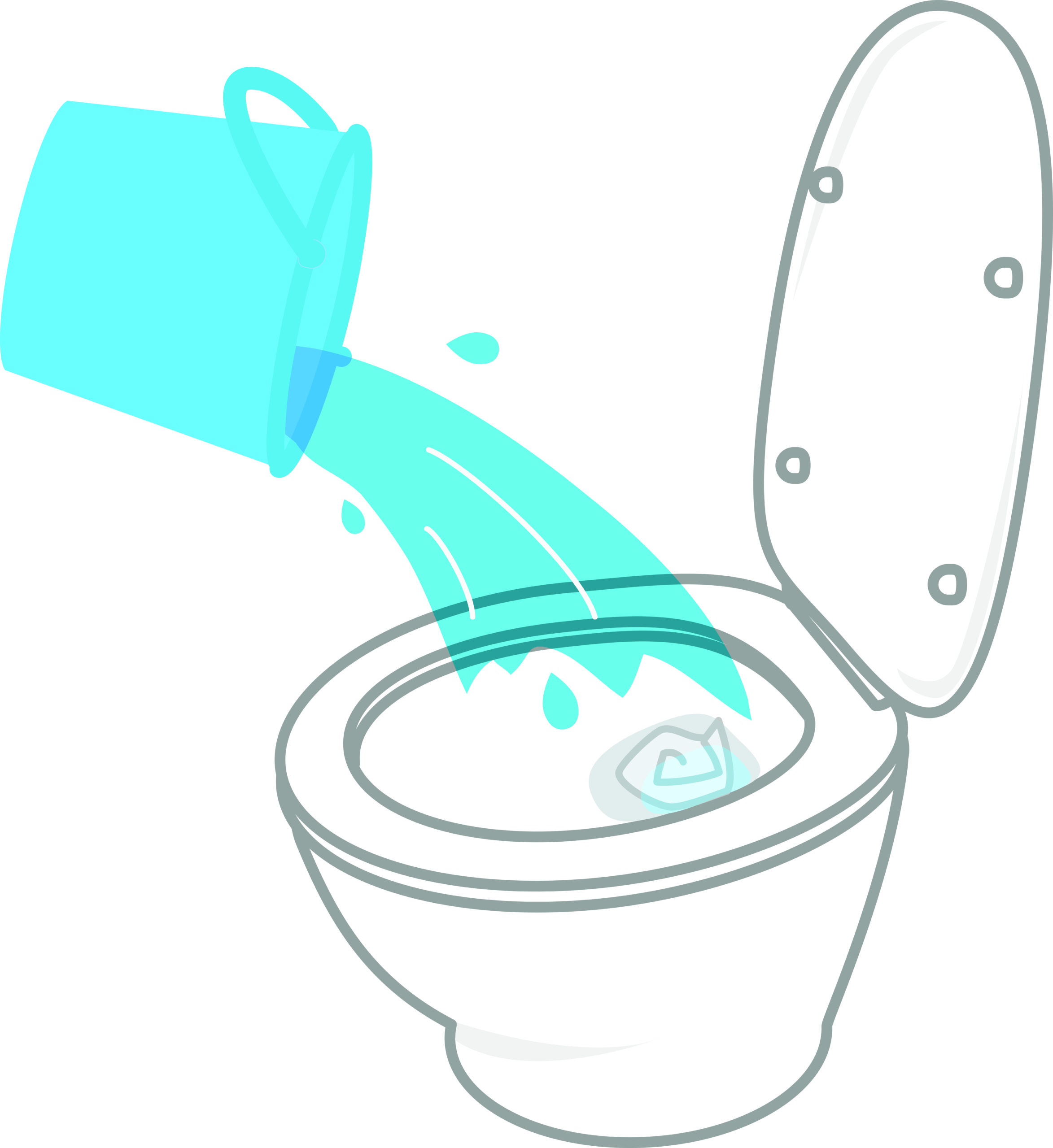 Toilet, flush with a bucket of water in an emergency