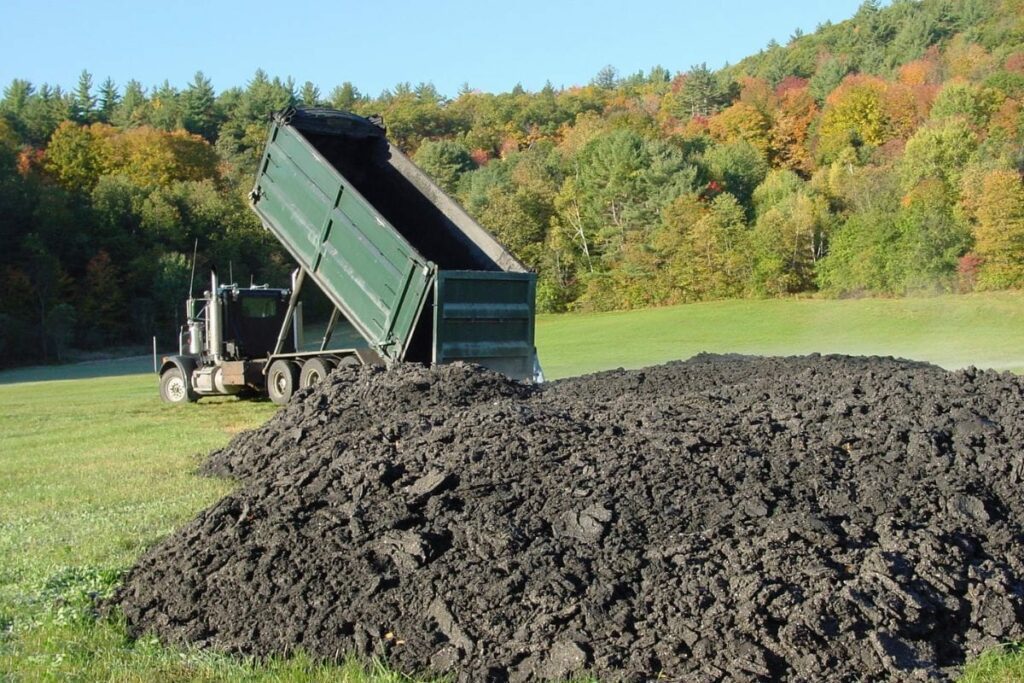 biosolids delivered by a truck