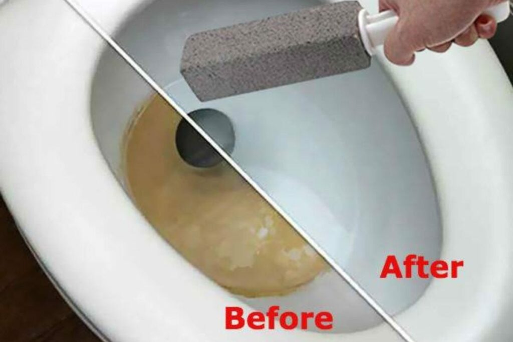 using pumice stone to remove toilet rust stains