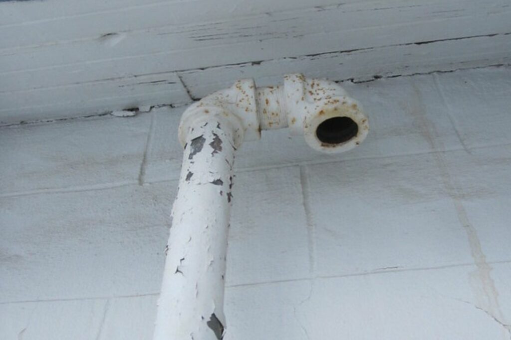 toilet vent pipe located below the roof