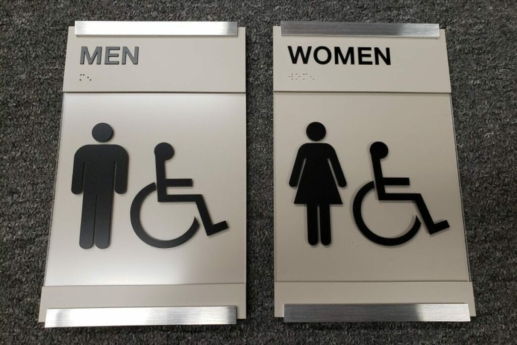 ADA compliant restroom signage