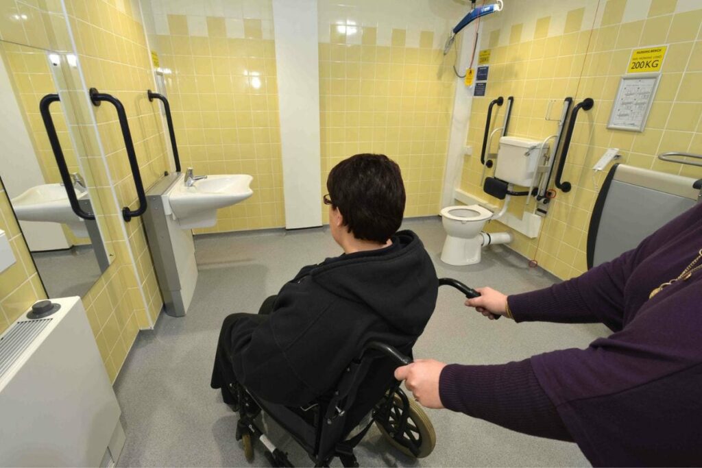 a disabled person having access to toilet