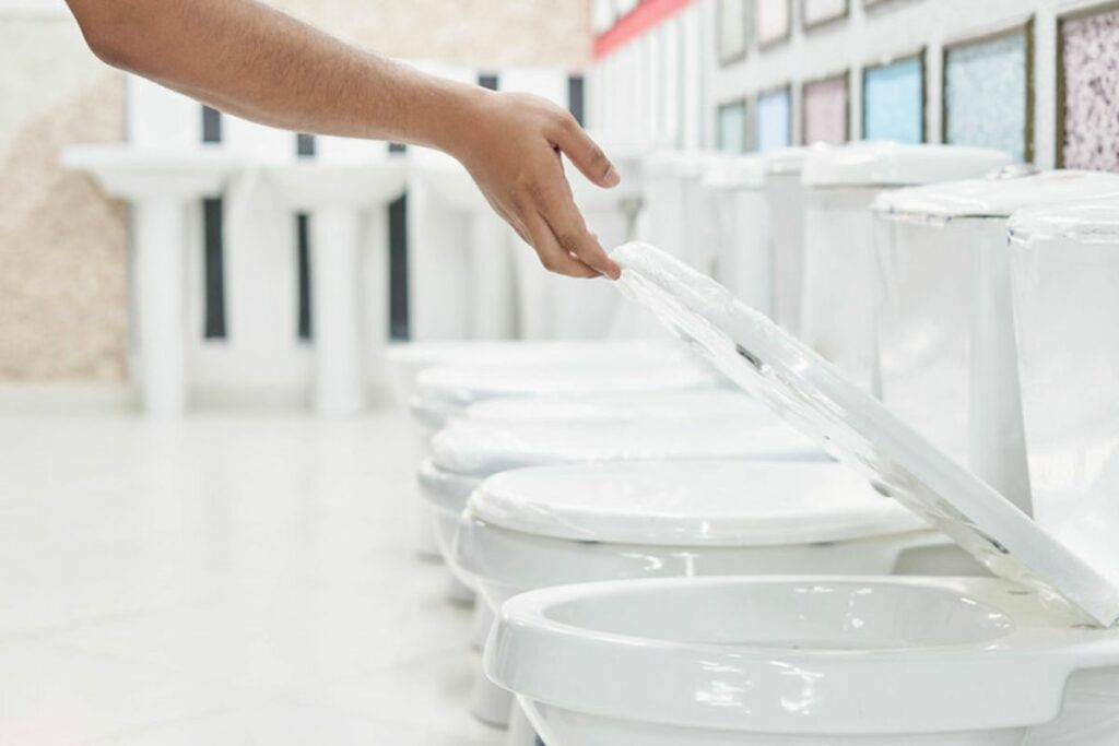 a customer choosing the right toilet bowl type