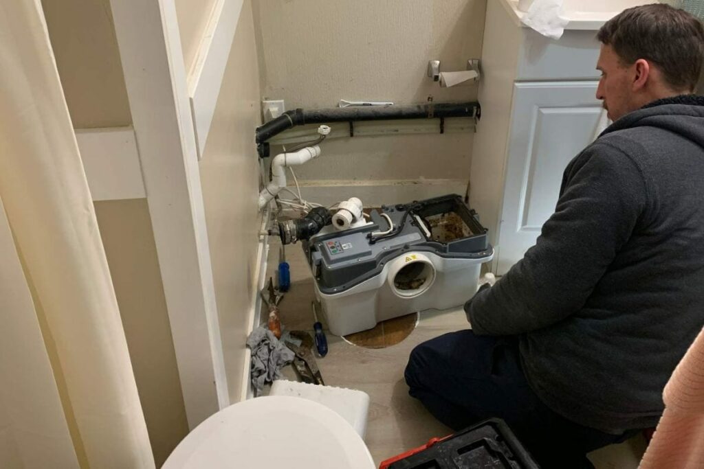 macerating toilet requiring regular maintenance