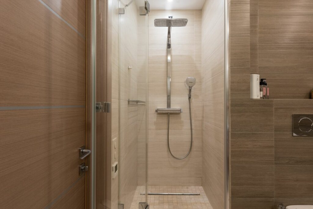 shower door which is higher than a shower head