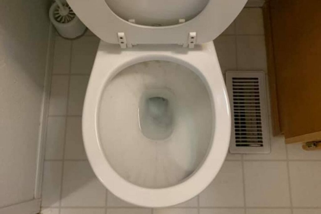 toilet with hard water build-up