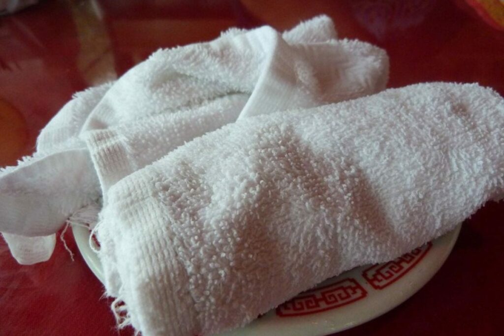 white wet towel