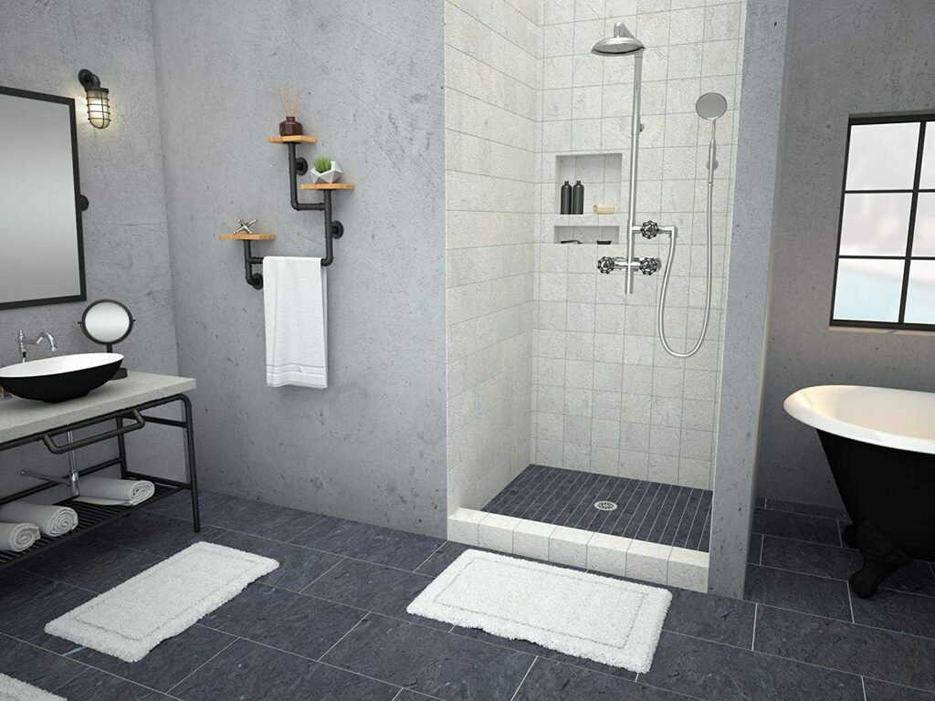 Tile Redi 3636C-PVC Shower Pan with Center Drain- Single Curb Shower Base