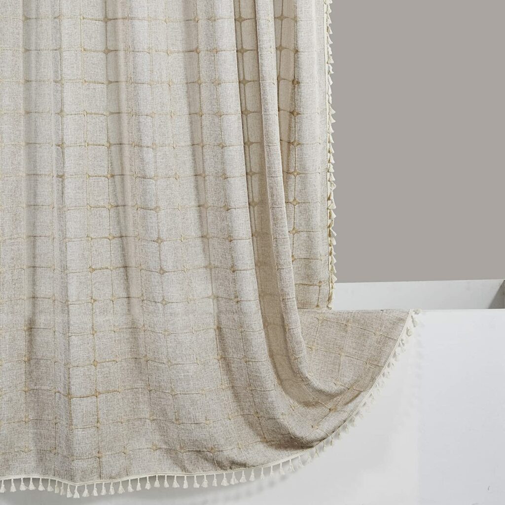 
YoKii Boho Farmhouse Shower Curtain Extra Long 84 Inch Length