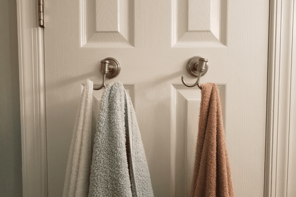 towels on door hooks