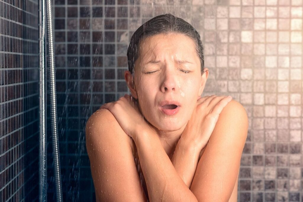 a woman fell very cold when taking a clod shower